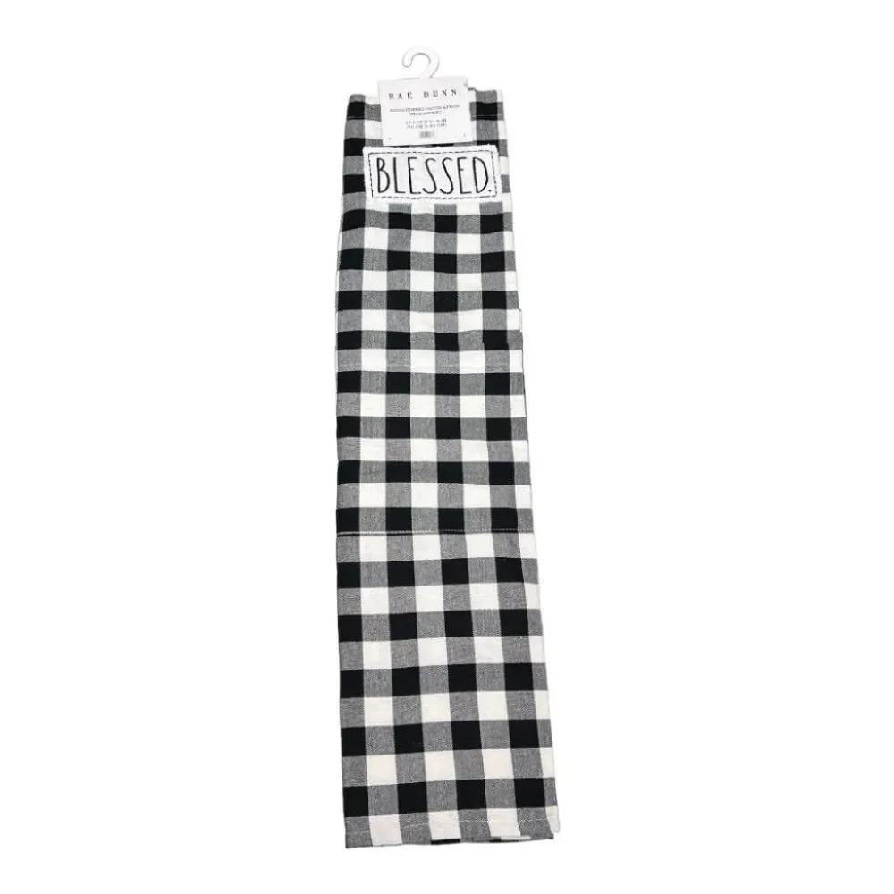 Rae Dunn Blessed /Cook /Home Sweet Home Apron Embroidered Patch‎ Pocket Checked
